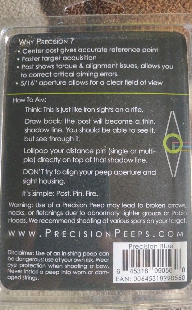 Precision Peeps Pro Peep Sight, Anti-Glare Interior String Perfect Aim