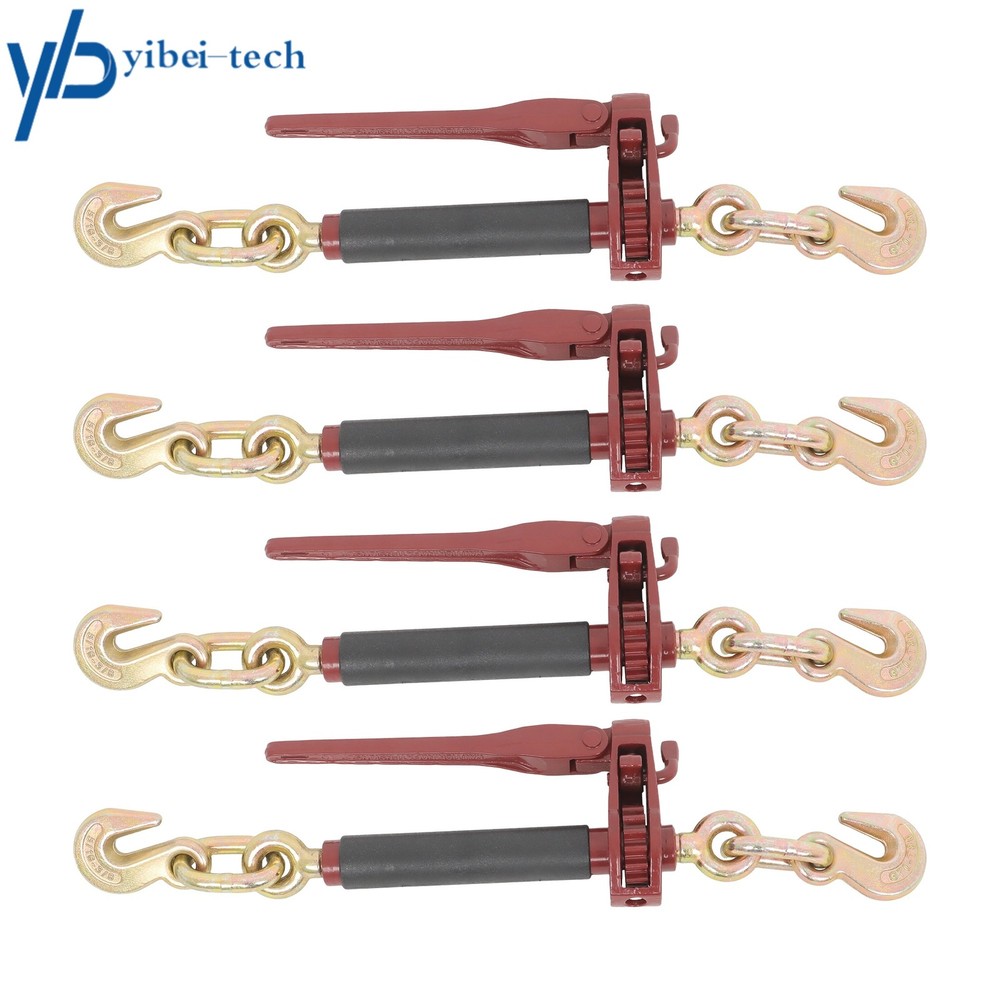 4 Pack Folding Handle Load Binder W/2 Grab Hooks for 5/16-3/8in Grade 70