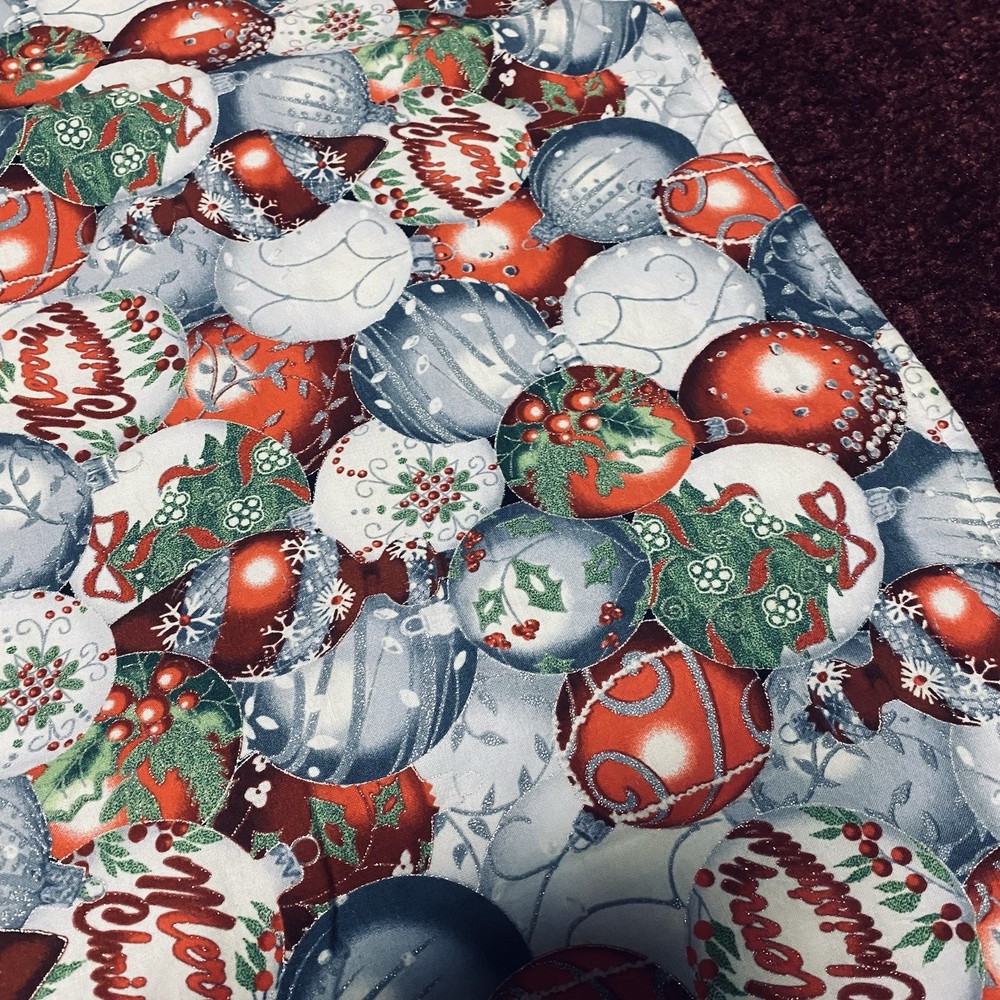 Christmas Fabric Table Runner Reversible Print 39” X 14”