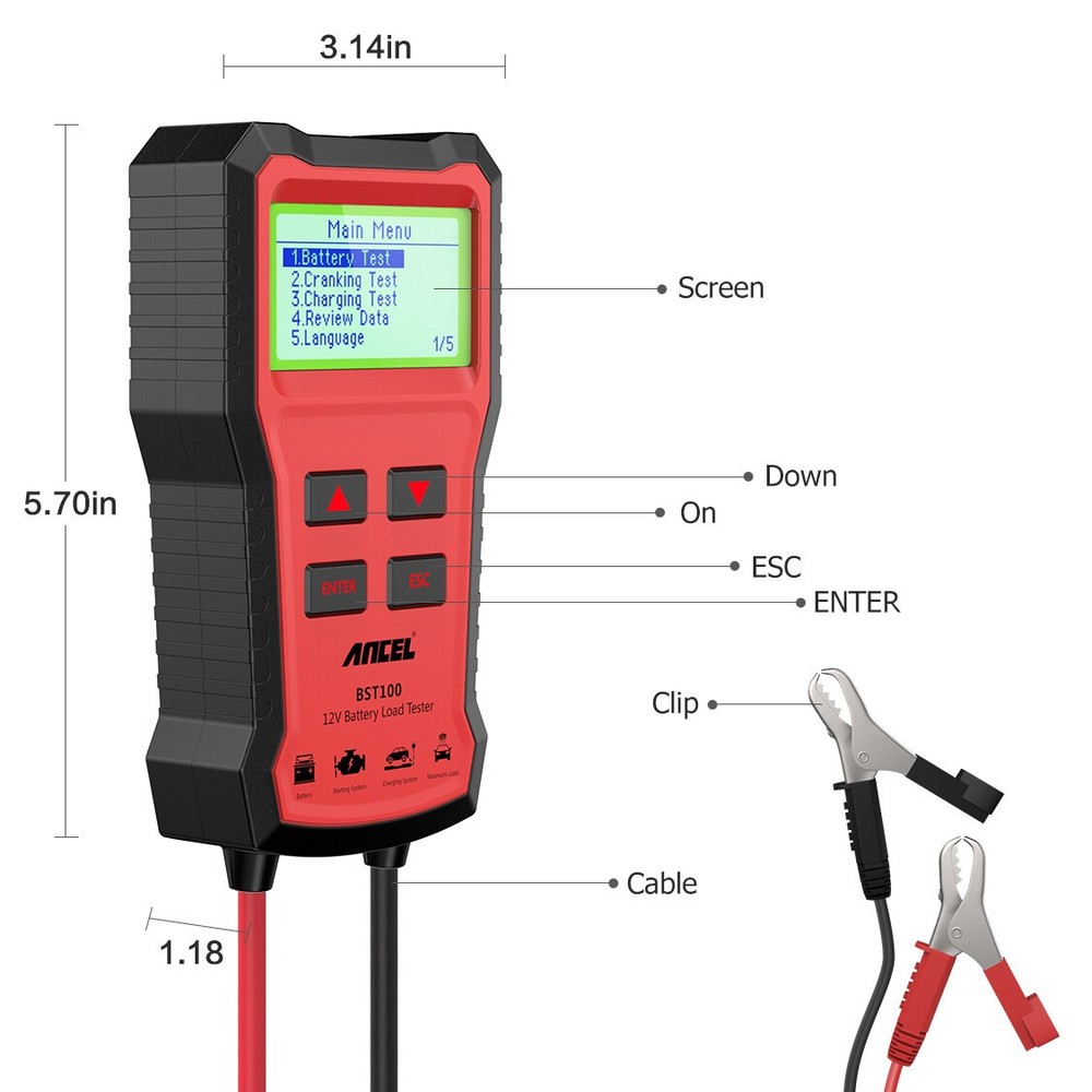 BST100 Car 12V Battery Analyzer Battery Load/Charging/Cranking System Tester