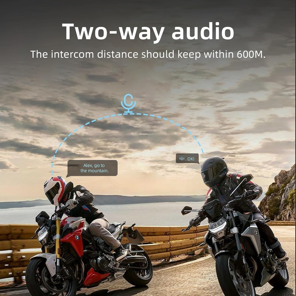 Motorcycle Bluetooth Headset 2-Pack: Waterproof & Noise Cancelling, 400M Range