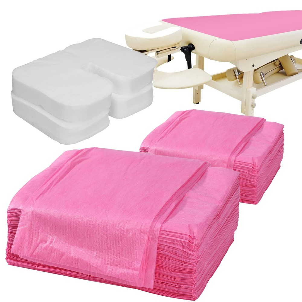 200 Pieces Disposable Non Woven Massage Table Sheets Set Include 100 Pieces 3...