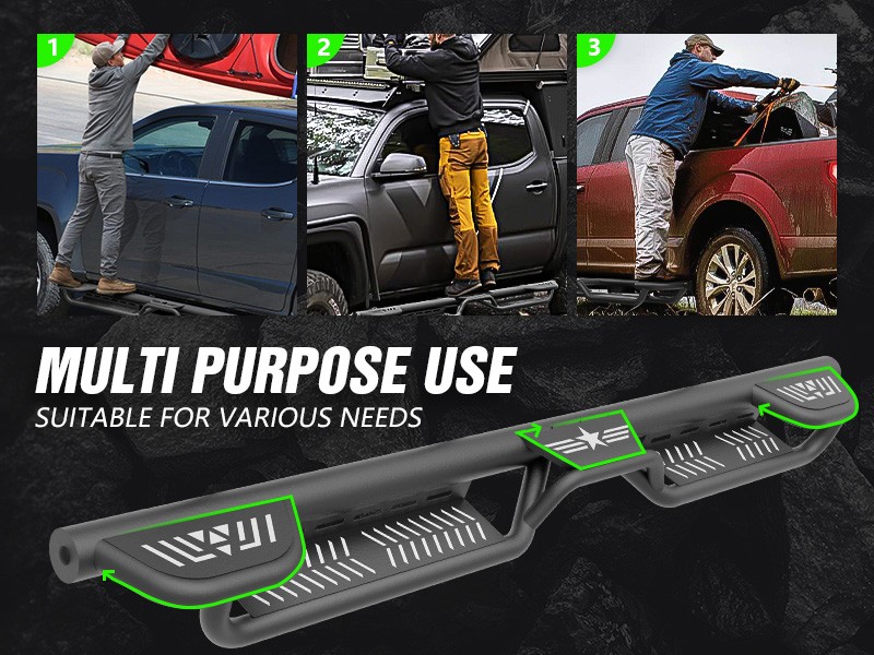 3-Raised Steps Side Running Boards For 2010-2026 Ram 2500 & 3500 Extended Cab