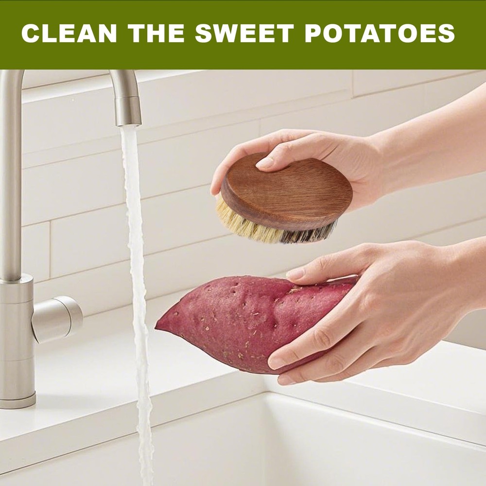 Fruit Vegetable Cleaning Brushes set Wooden Handheld Scrubber 2 PCS