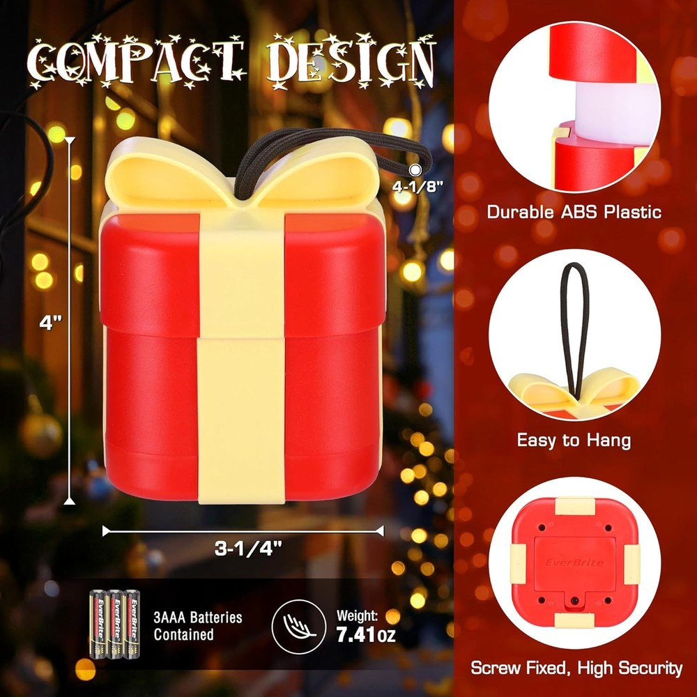 EverBrite 3PC Christmas Gift Box Lantern 5 Light Mode Holiday Decoration Present