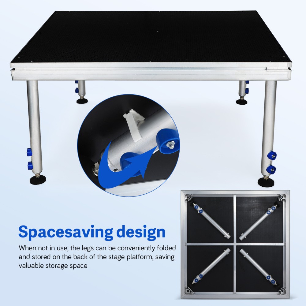 4 *4 ft Portable Stage Platform Modular System Adjustable Height Riser 24" - 40"