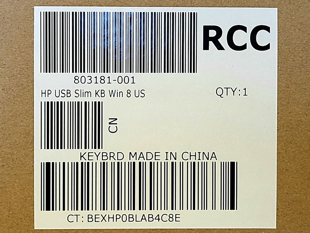 NEW - HP USB Slim Keyboard - Black - KB WIN 8 US Version - Original Box