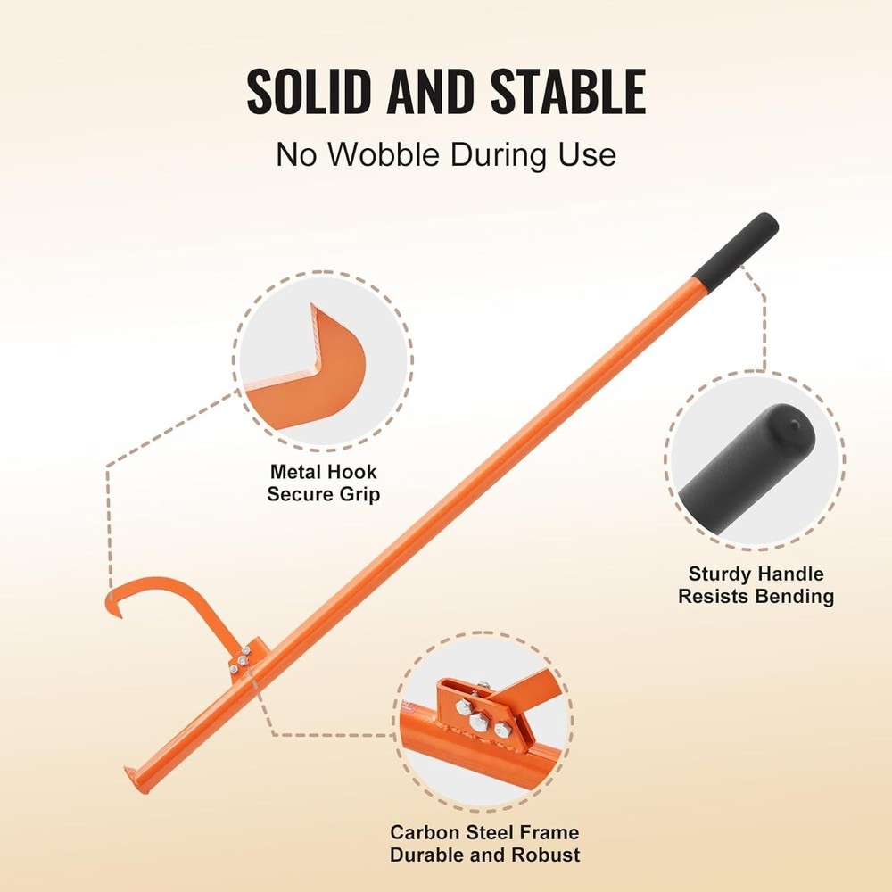 Adjustable 59'' Cant Hook Logging Tool - Durable Steel Design for Lifting Logs