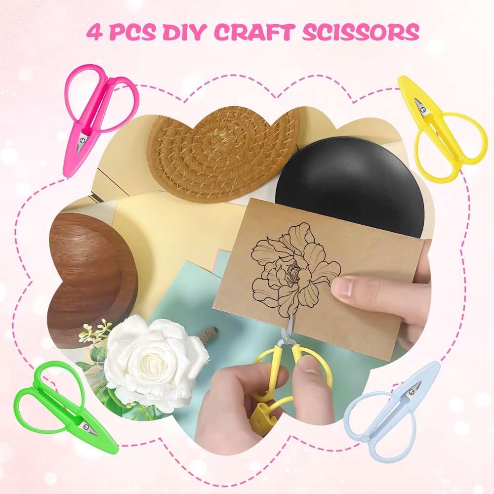 Mini Scissors Set 4 Pack All Purpose Shears with Protective Cover