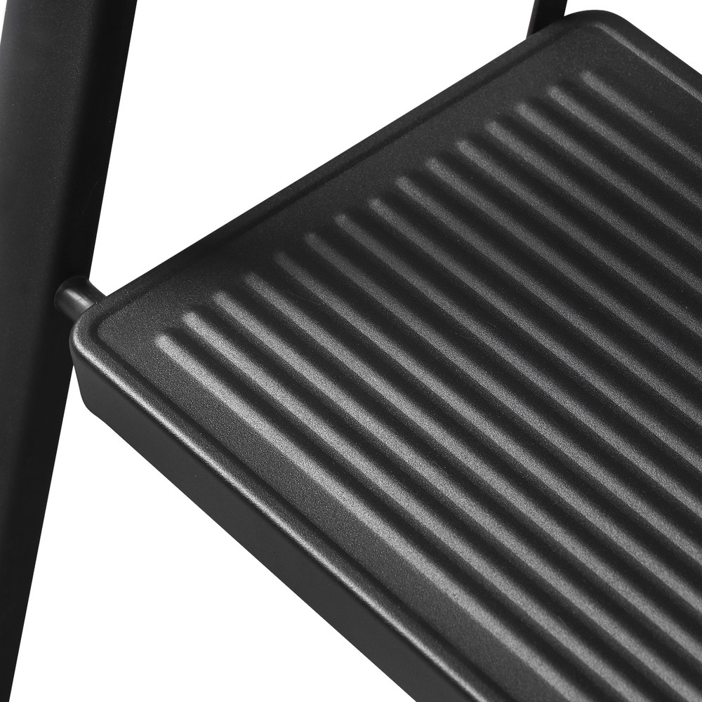 Small Step Three Step Ladder Sturdy Steel Alloy Construction 330 Lbs Black