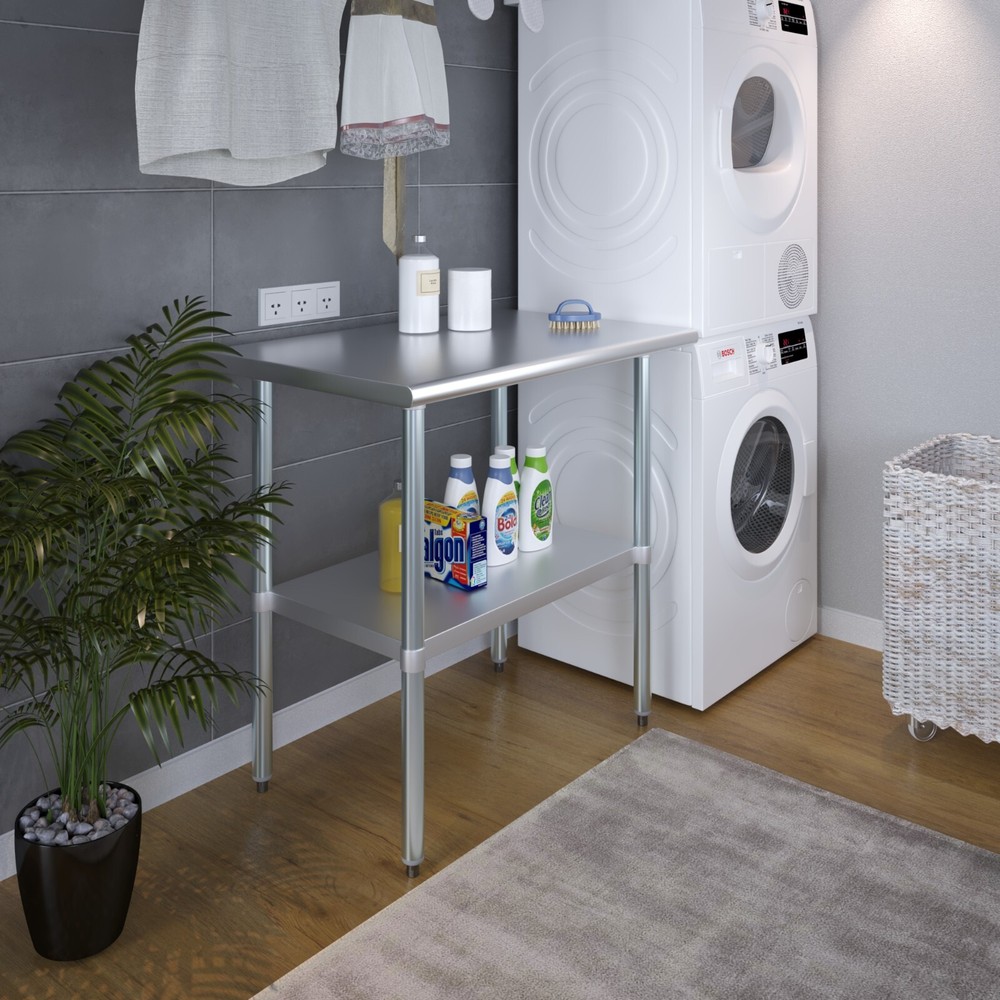 24" X 36" Stainless Steel Work Table With Galvanized Undershelf