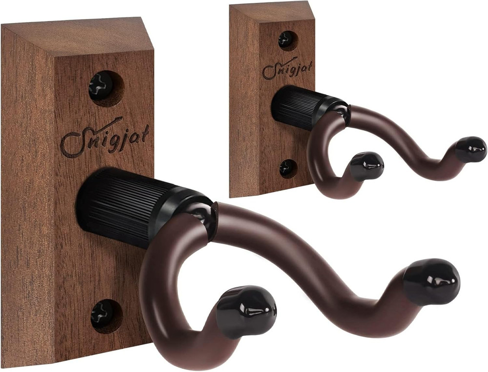 Ukulele Wall Mount Hanger, 2 Pack Classical Black Walnut U-Shaped Ukulele Wall M