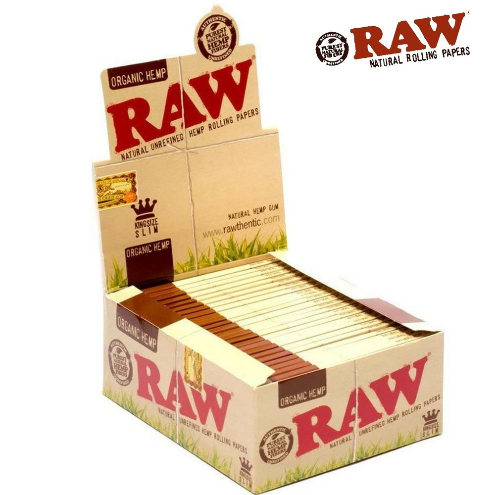 AUTHENTC Raw Organic King Size Slim Rolling Paper Full Box 50 pack, 32 Per Pack