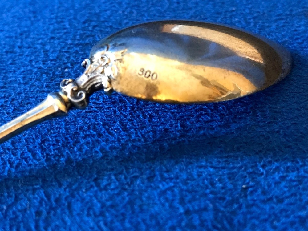 Set 12 800 Silver Demi Desert Spoon set with Fancy Presentation Box