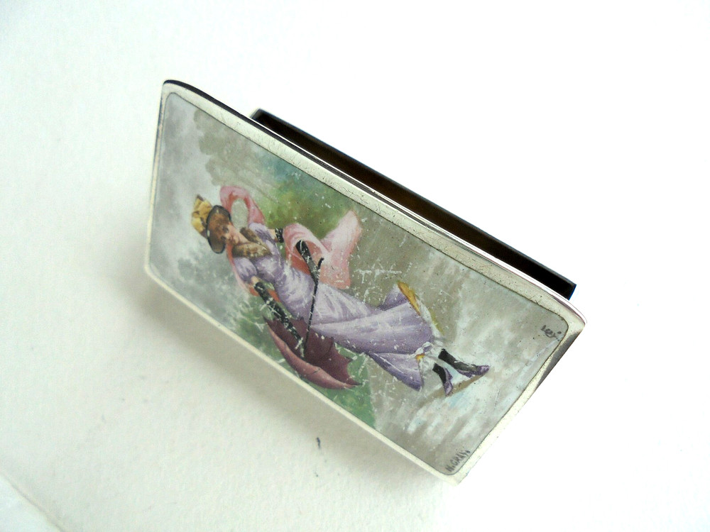 Sampson Mordan Silver Enamel Vesta Case 1889