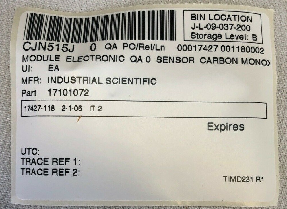 Industrial Scientific Carbon Monoxide CO Sensor Module 1710-1072