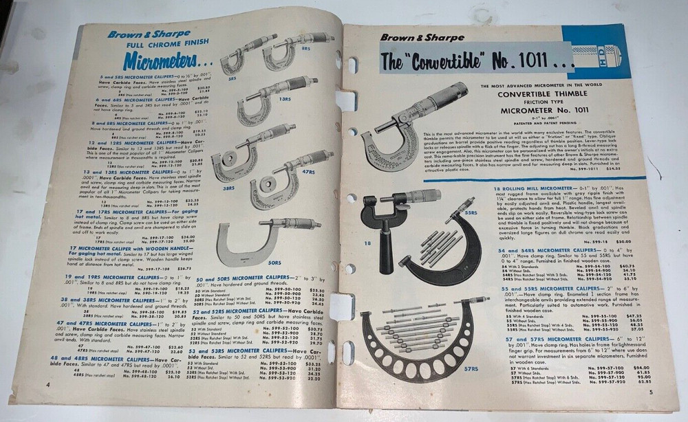 Brown & Sharpe Machinists' Tools Catalog #37M, 1959