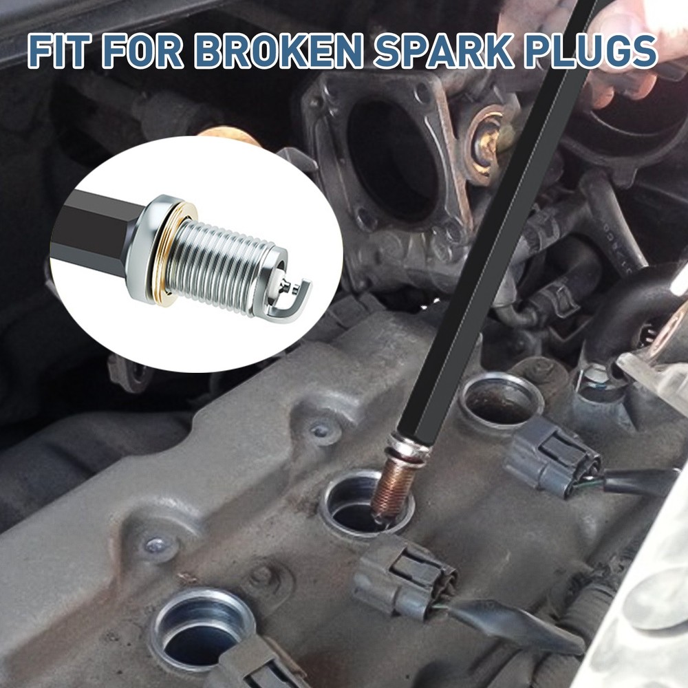 Broken Spark Plug Removal Tool Reverse Thread 10mm Hex Extractor for Car Engines