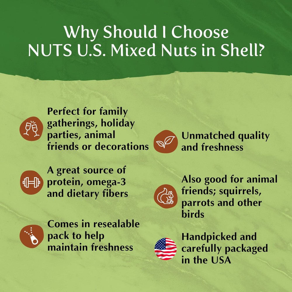 NUTS U.S. – Mixed Nuts In Shell (Almonds, Walnuts, 2 Pound (Pack of 1)