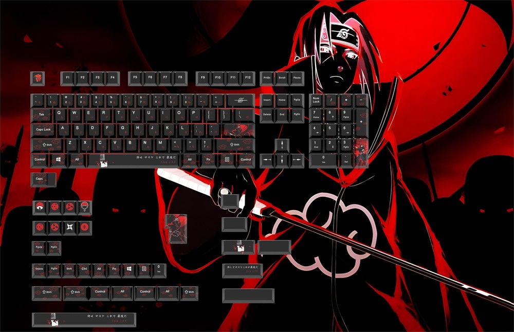 Uchiha Itachi Theme Dye-subs PBT Keycap Set