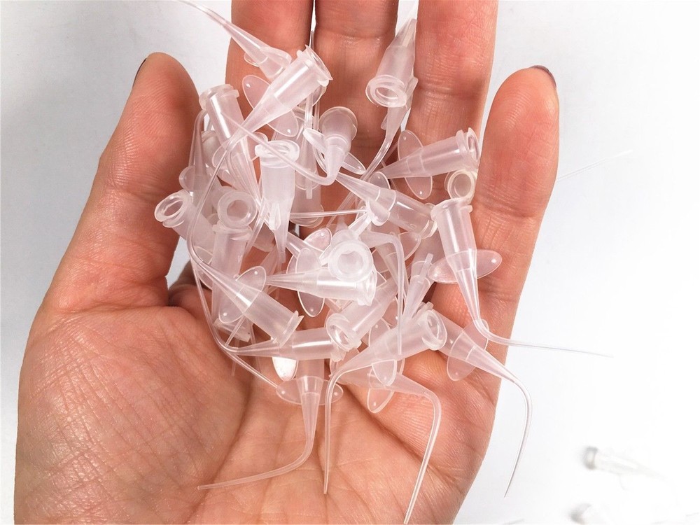 100pcs Endo Root Canal Syringe Tip Dental Irrigation Refill Long Tips Clear Thin