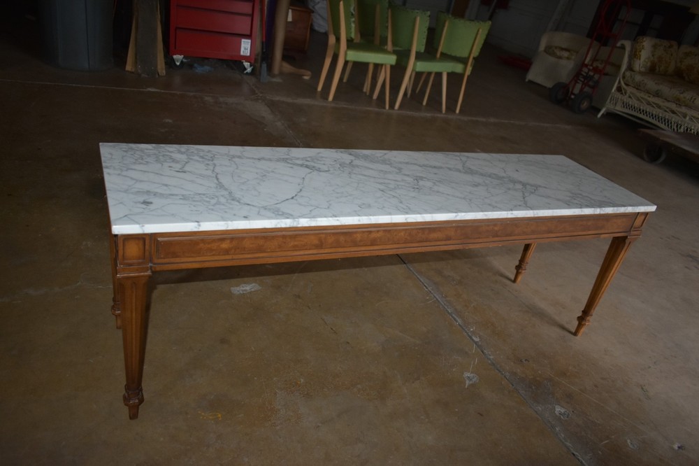 Vintage Weiman Marble Top Console Table Neoclassical Style Coffee Table