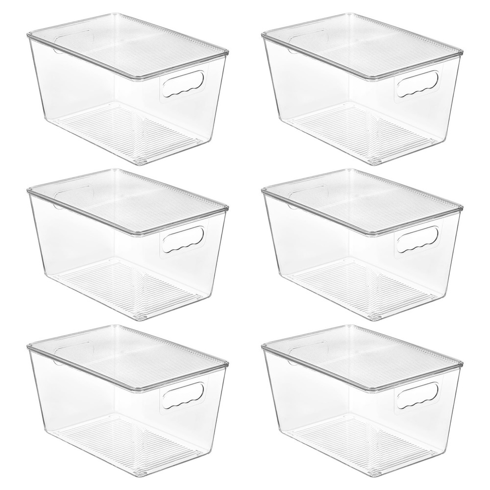 Vtopmart 6 Pack Clear Stackable Storage Bins L( 11"L x 7.5"W x 6"H), clear