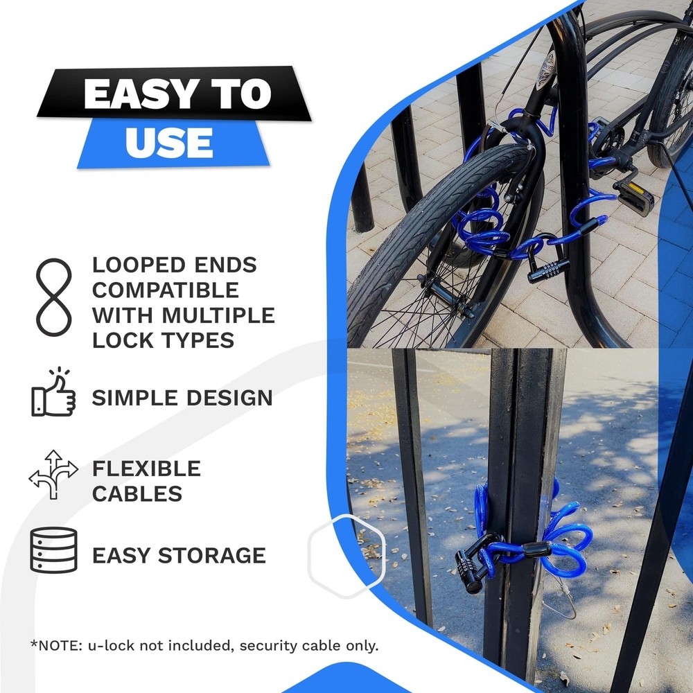 DocksLocks Weatherproof Coiled Security Cable (5ft to 25ft Lengths) with Rein...
