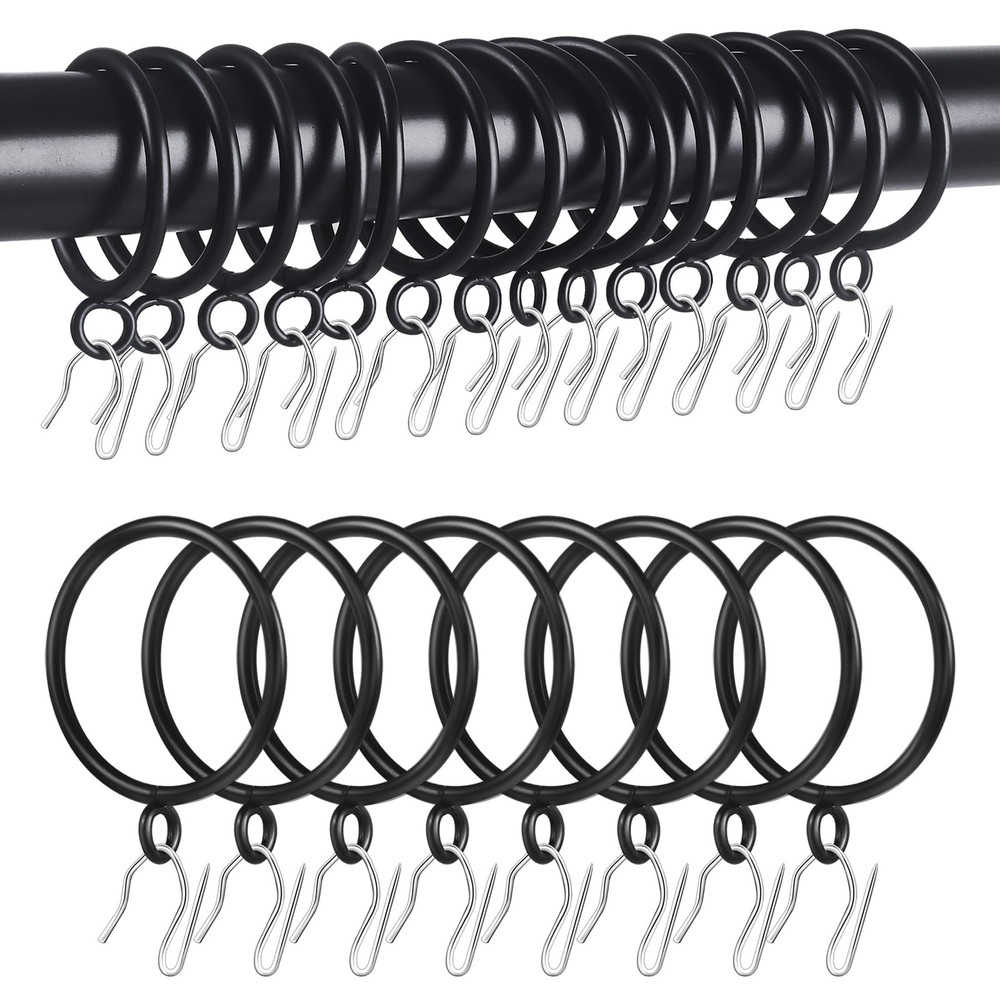 Roonoo 44 Pack Curtain Rings with 1.75" Inner Diameter - 44 PACK, Black