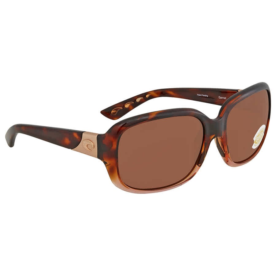 Costa Del Mar GANNET Copper Polarized Rectangular Ladies Sunglasses GNT 120 OCP