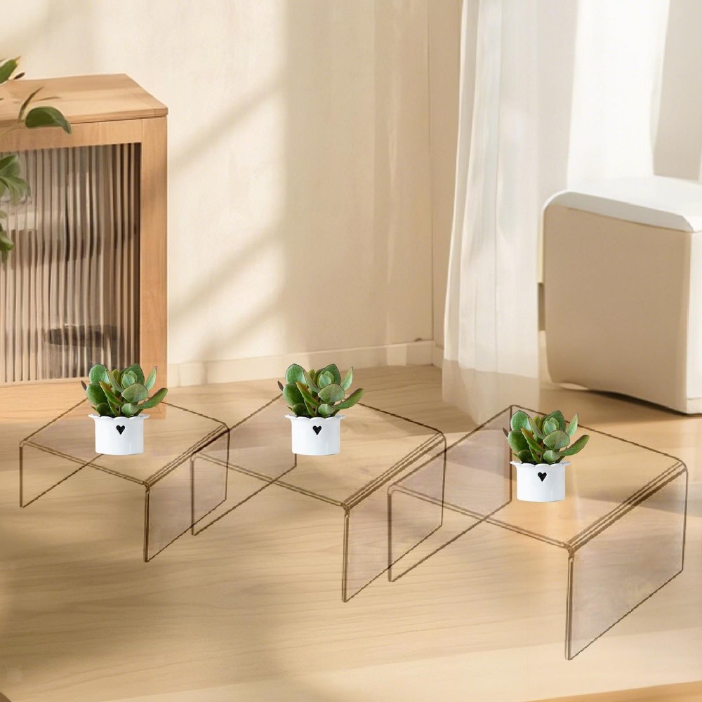 3Pcs Acrylic Risers Perfume Organizer Decoration Display Stands for Figures