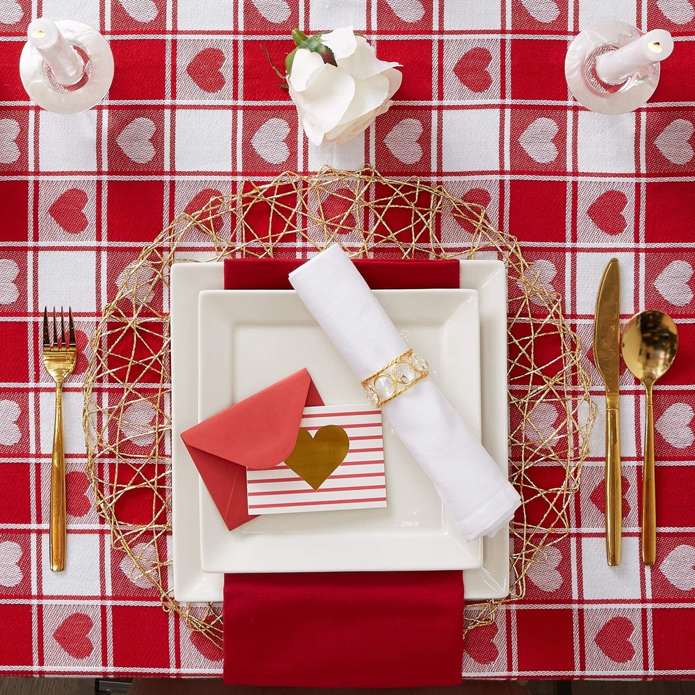DII Valentine's Day Tablecloth Check Collection, Tablecloth, 60x84, Checkered He