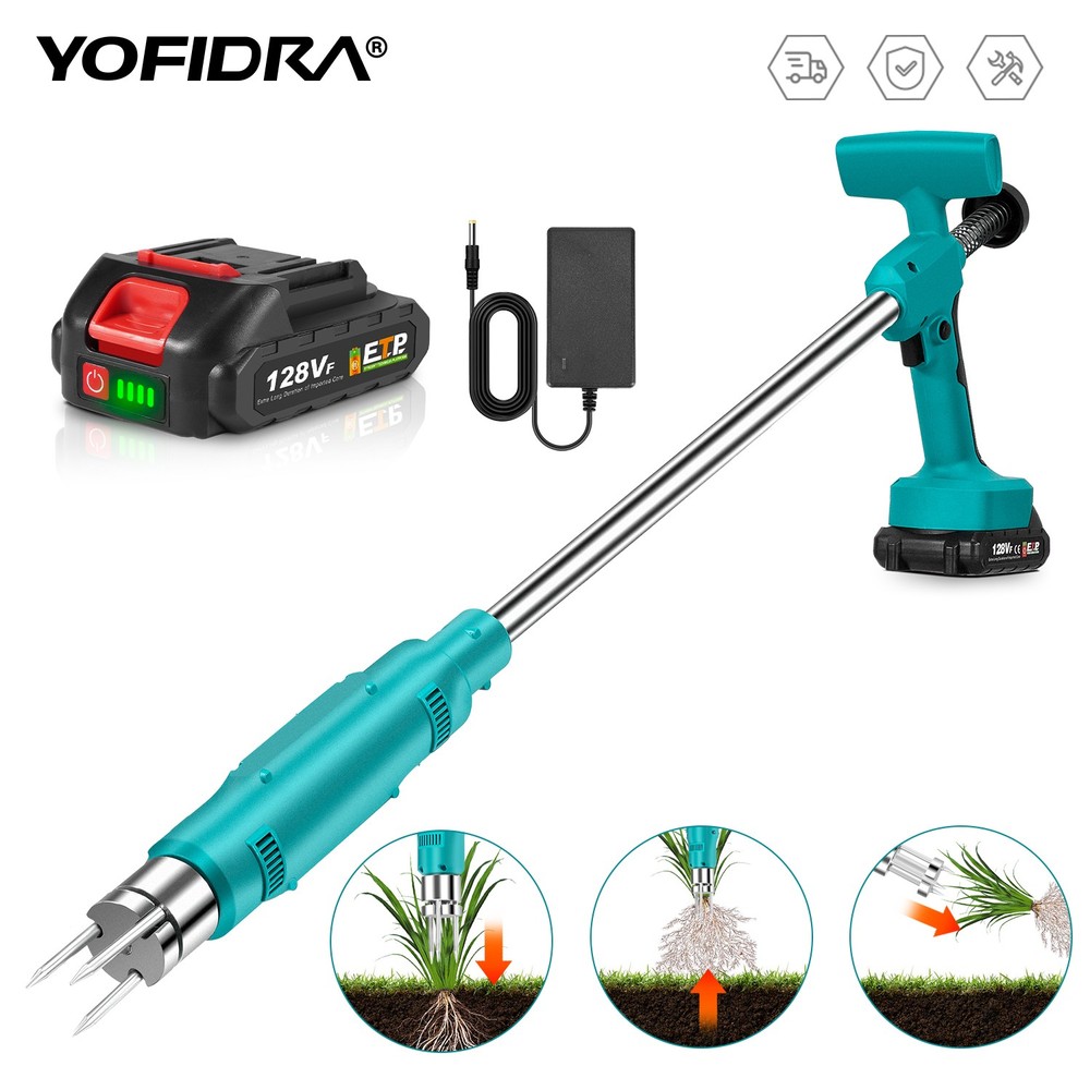 Electric Weed Puller Weeder Handheld Lawn Grass Remover Garden Tool w/1 Battery
