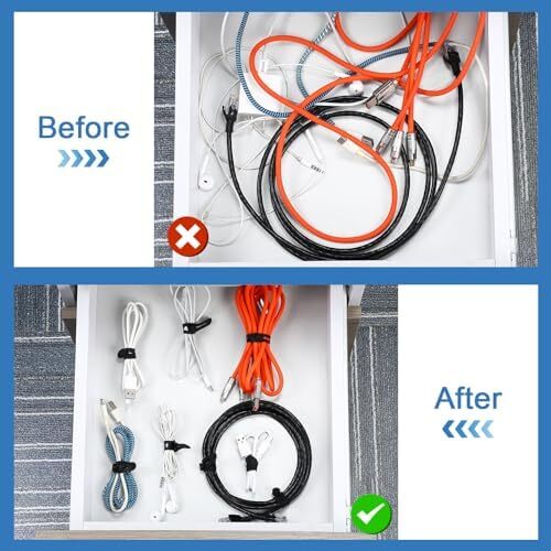 42 Pcs Silicone Cable Ties Reusable Cord Straps Multipurpose Elastic Cable