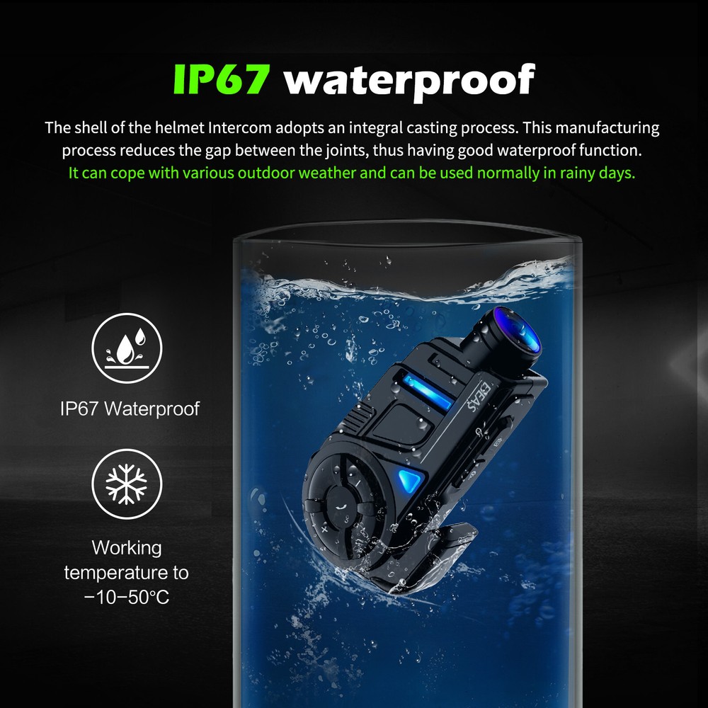 Auto Reconnect Motorcycle Bluetooth Intercom Headset Camera Recorder Waterproof