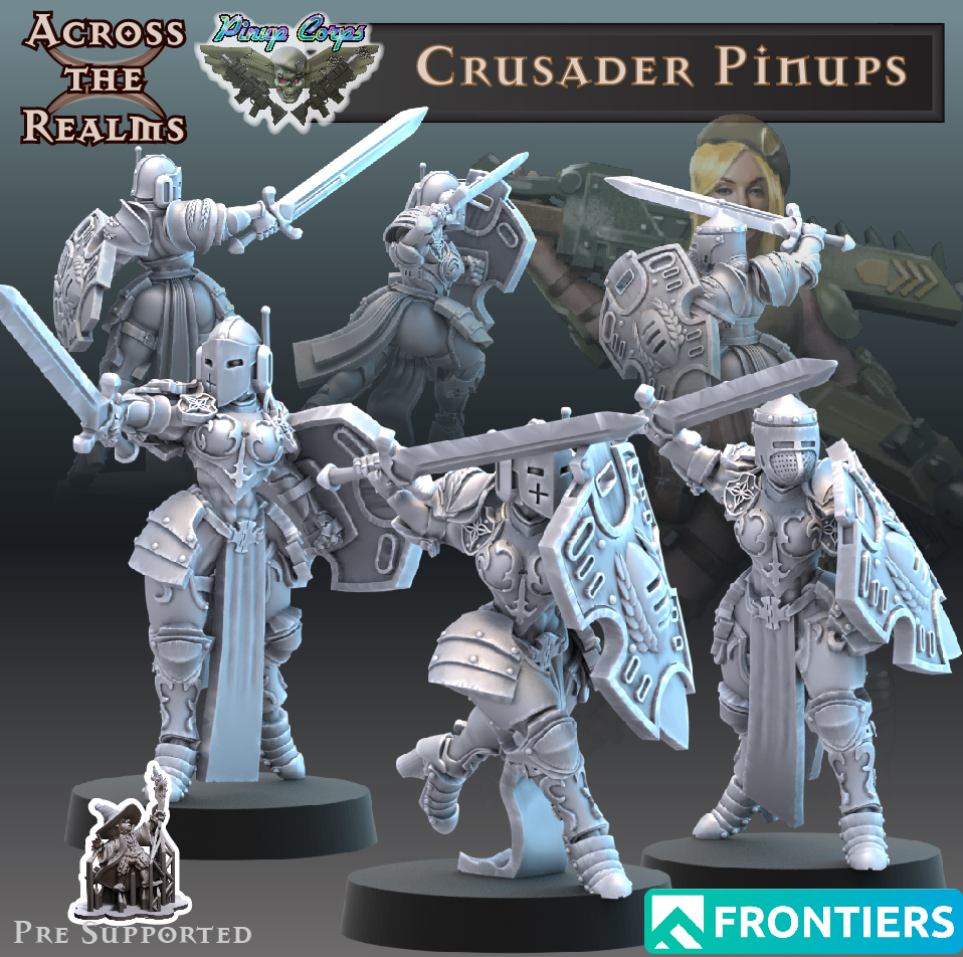 Crusader Pinups x 3 models (28 / 32mm scale)