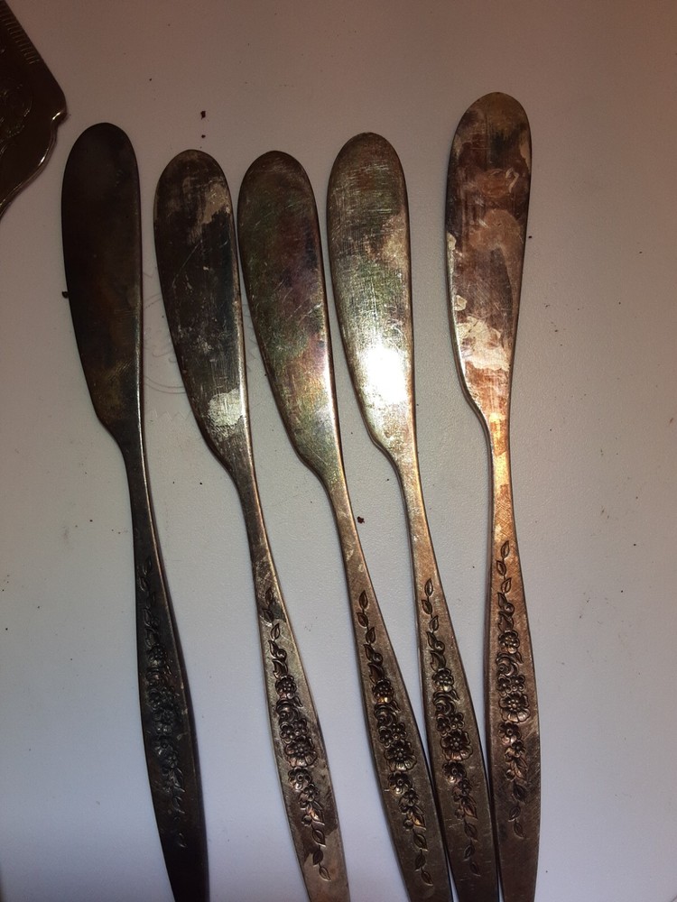 Vintage Silver Plated Cake Server small tiny butter knives (5) Lot