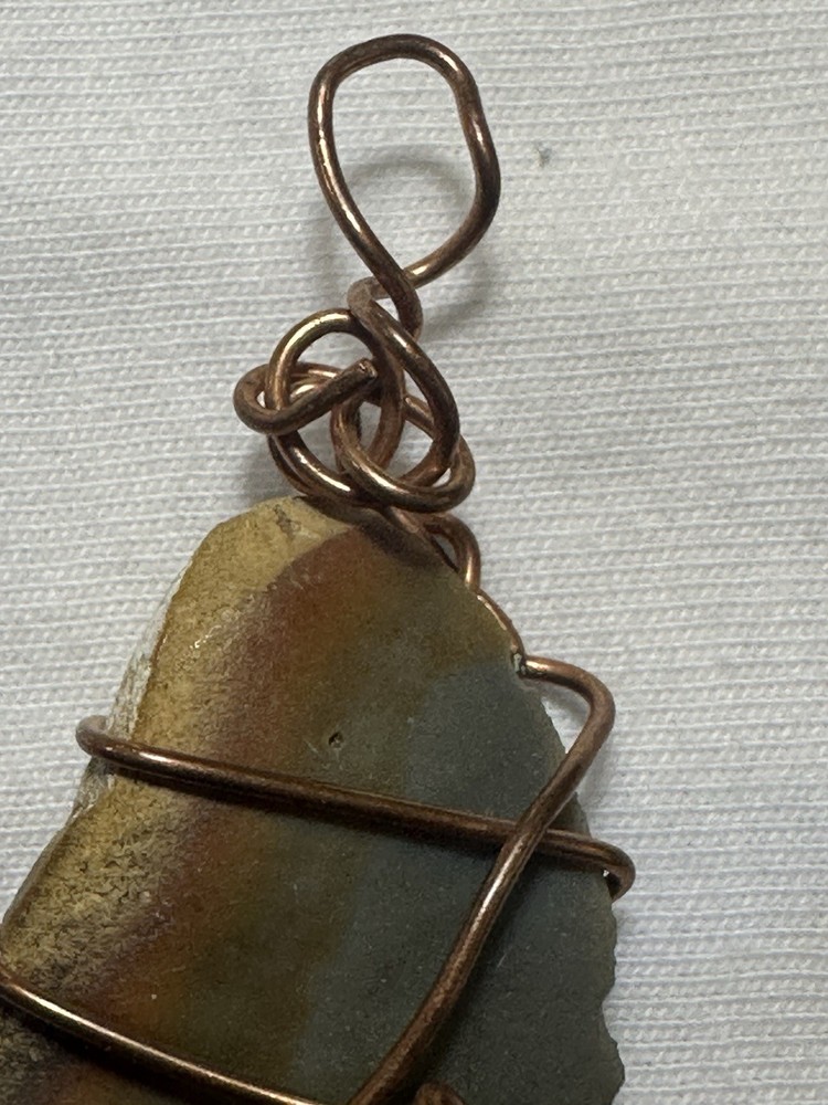 Agate Copper Wire-Wrapped Gemstone Pendant 2-inch