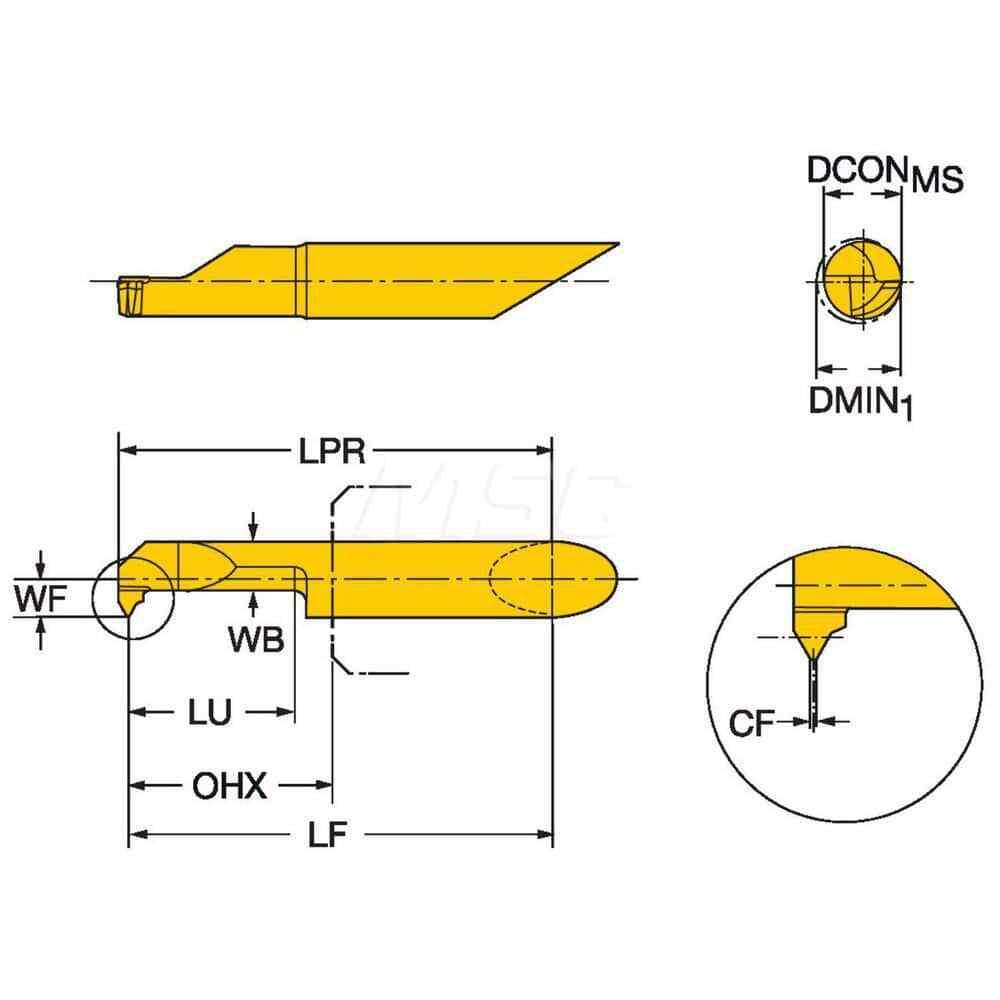 Sandvik Coromant 1mm Cutting Depth, 20 Max TPI, 0.97mm Diam, Internal Thread,...