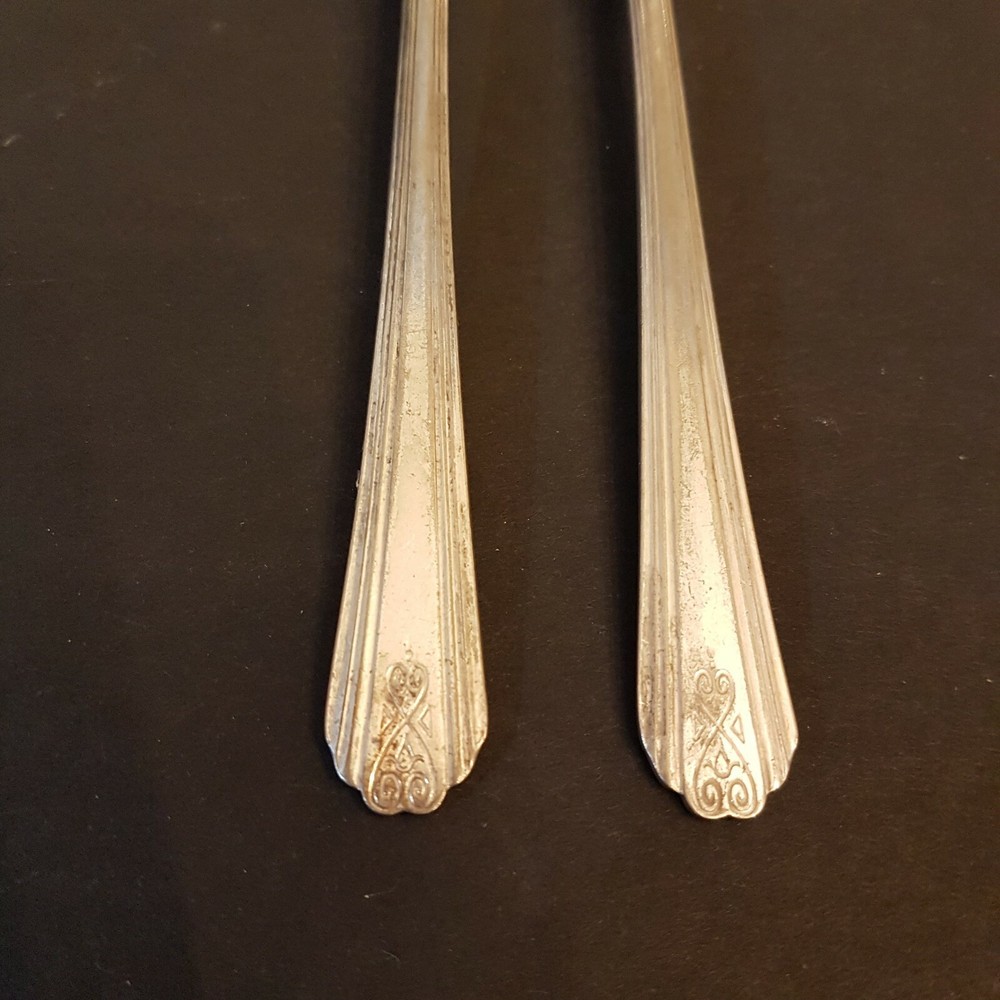 Moderne Sectional Dinner Fork LOT 2 National silver plate Scroll Flatware AS IS
