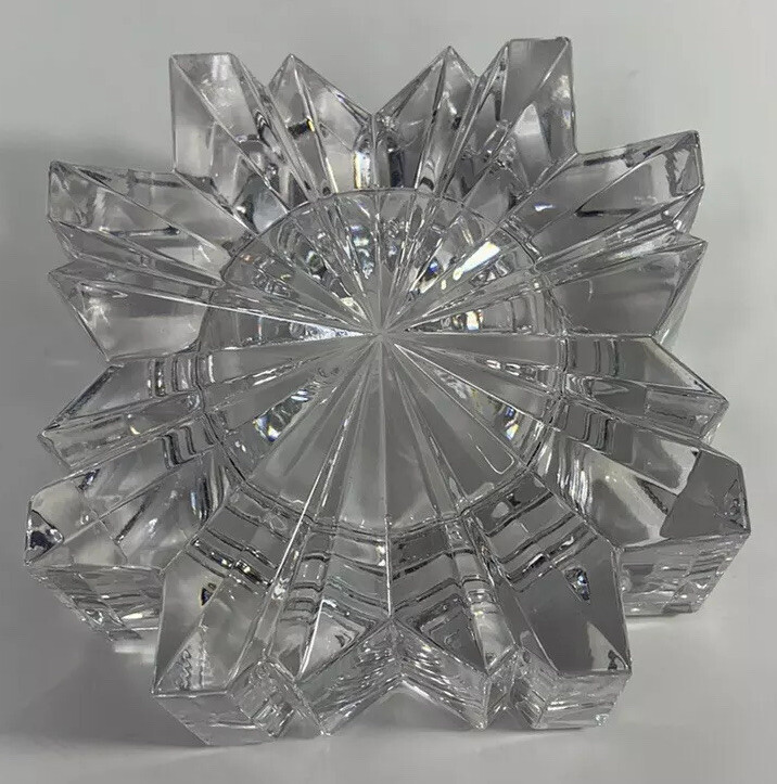 VTG 5" Heavy Crystal Candle Holder Star Pattern