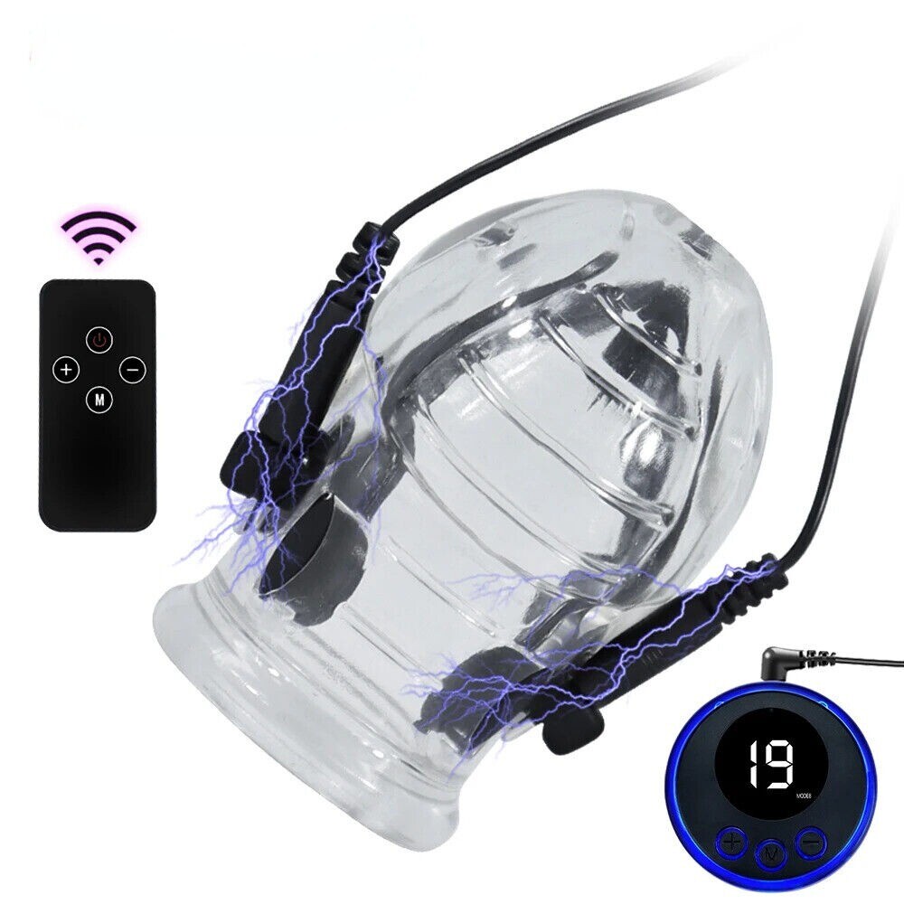 Electric E-Stim Penis Stretcher Enhancer Ball-Scrotum-Ring-Delay-Ejaculation Men