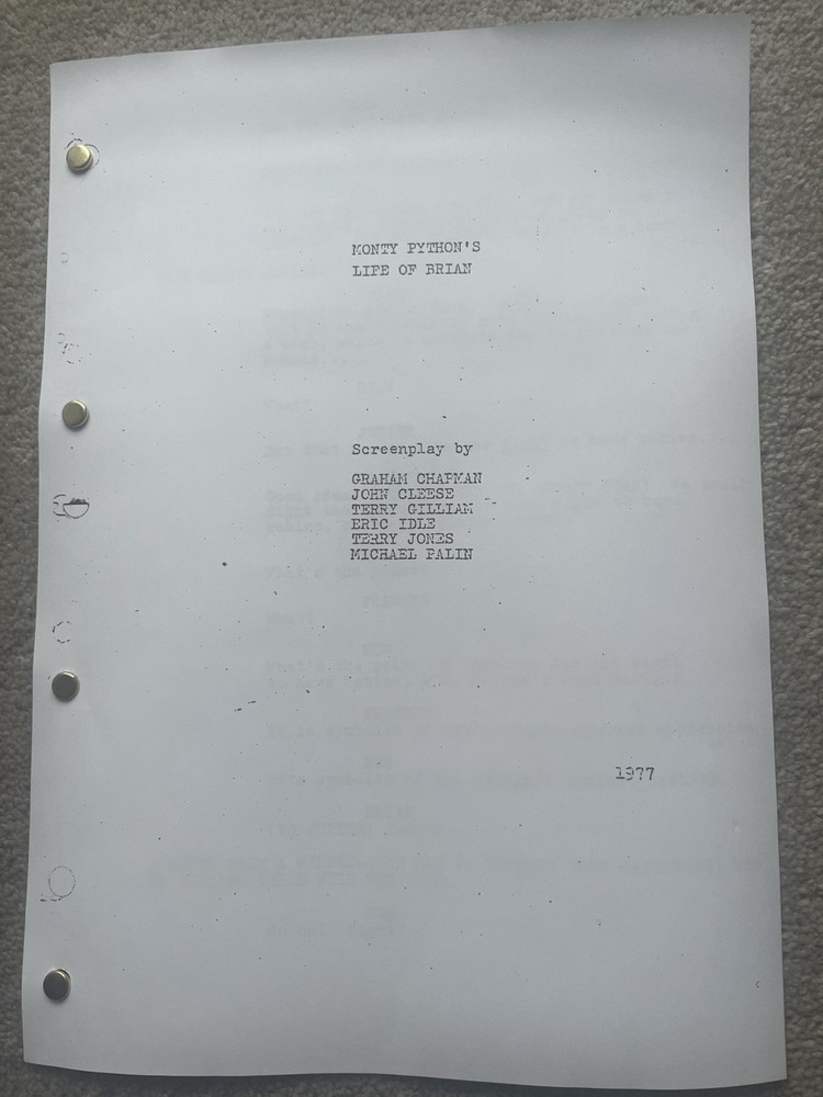 Monty Python’s Life Of Brian Screenplay / Script. Terry Gilliam, Michael Palin.