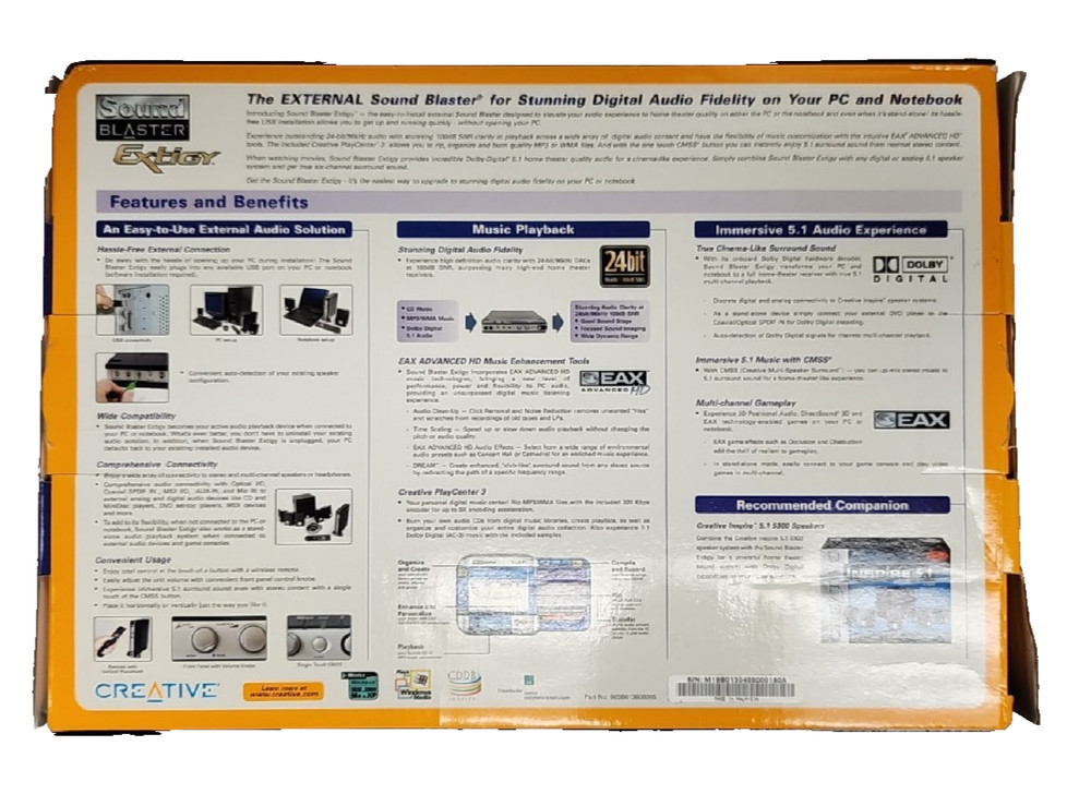 NEW IN BOX - Creative Labs Sound Blaster Extigy