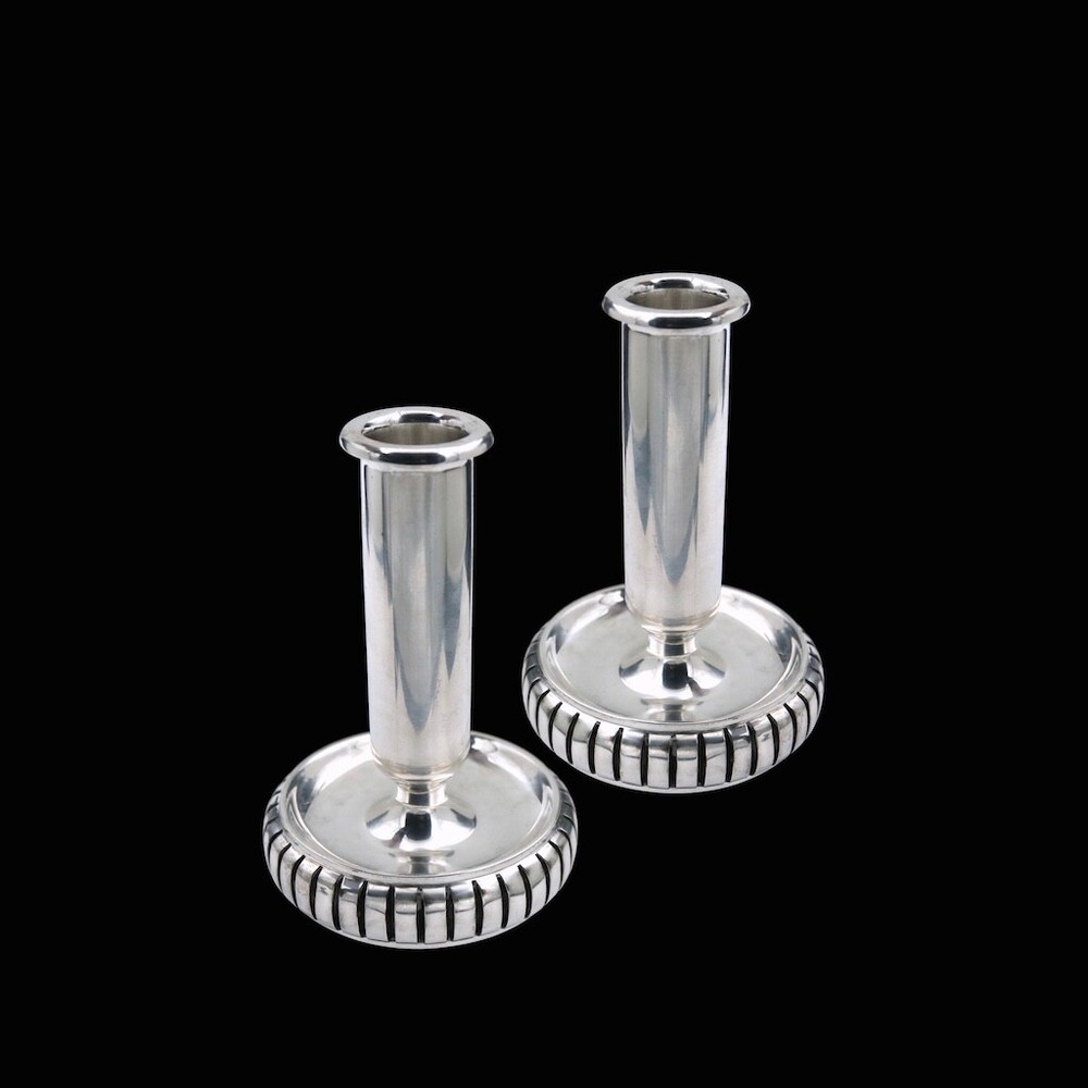 COHR, Denmark. Modern Sterling Silver Candlesticks.
