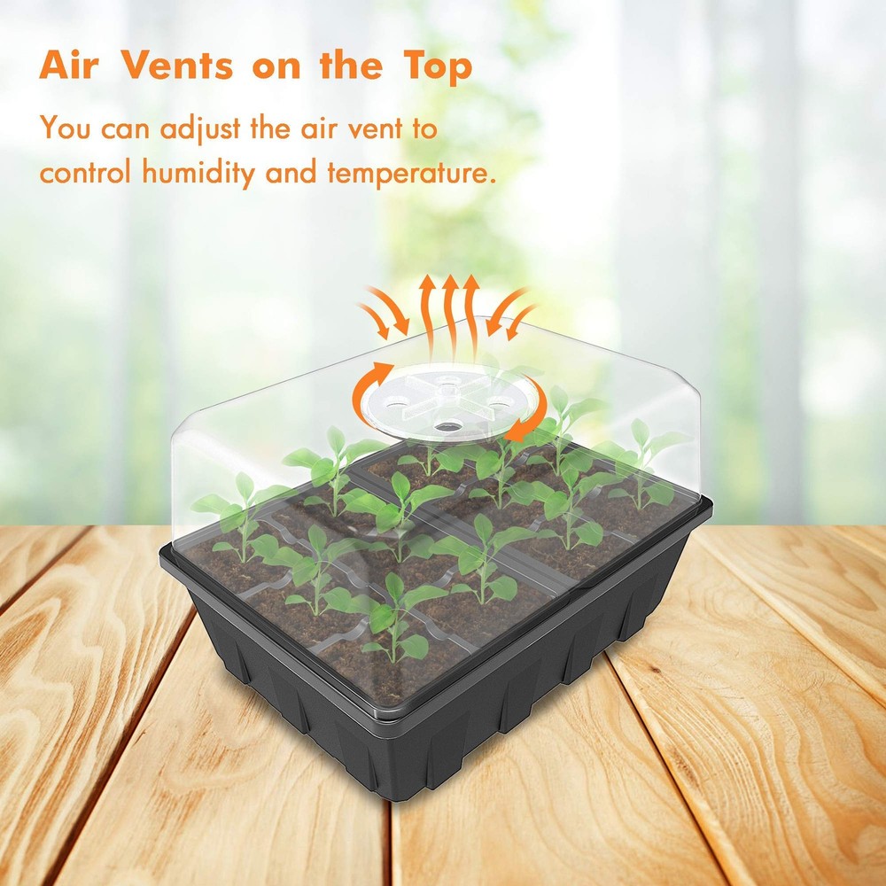 Gardzen 3 Pack Seed Starter Tray Germination Kit, 3-Pack, Clear
