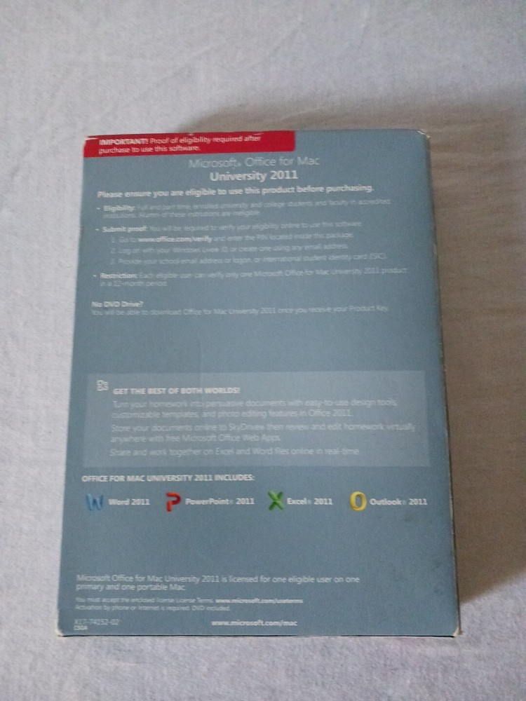 Microsoft Office University 2011 Mac Full Version Academic WPXO - EUC