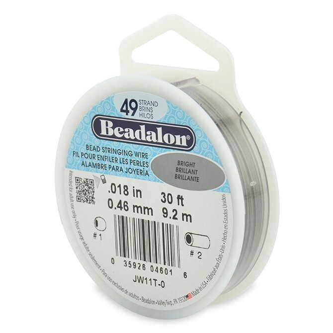 30 Foot Spool Beadalon BRIGHT 49 Strand 0.018" Diameter Bead Stringing WIRE