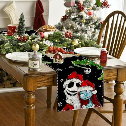 Christmas Table Runner Halloween Tablecloth Christmas Nightmare Before Decor