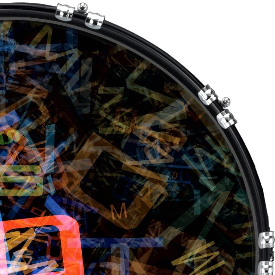 Custom 22" Kick Bass Drum Head Graphical Image Front Skin Abstract Alphabet
